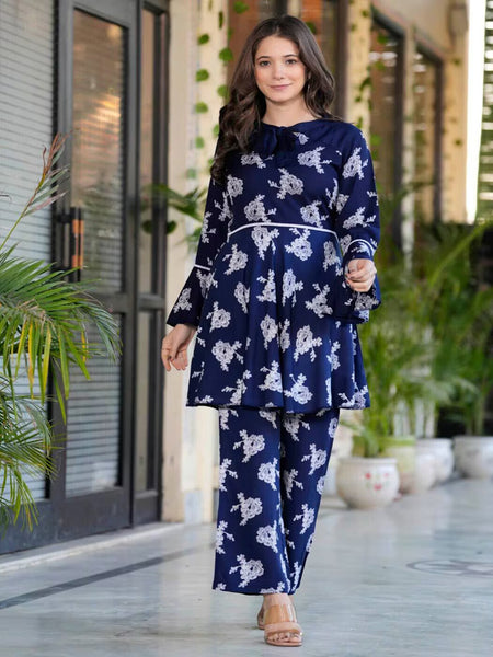 Women Floral Print 2-Piece Top & Pants Set