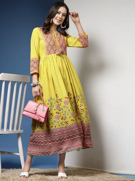 Floral Print Flared Kurta