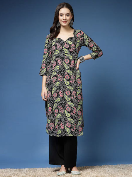 Women Paisley Print Straight Kurta Set
