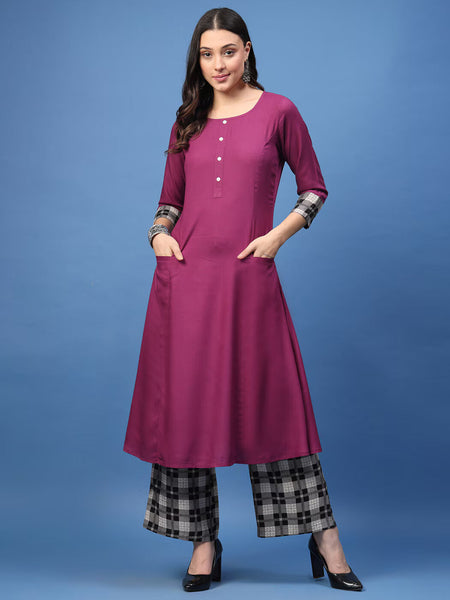 Women Straight Kurta Palazzo Set