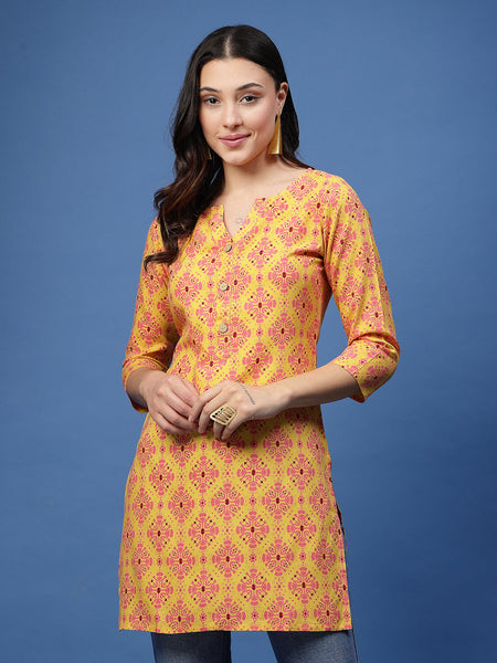 New Rayon Ethnic Motifs Printed Short Kurti