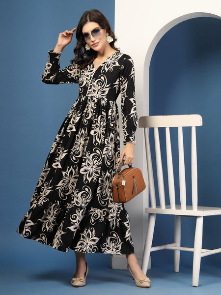 Women's Floral Print Fit & Flare Dress