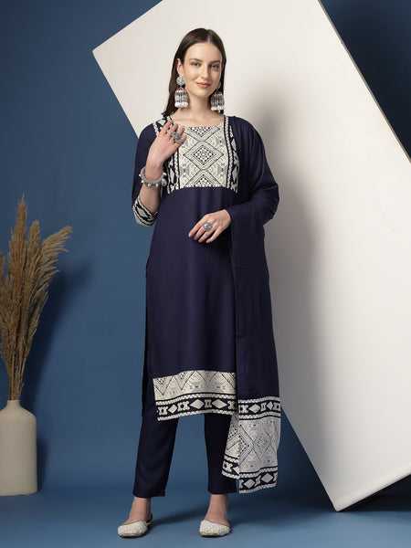 Women’s Printed Straight Kurta Suit Set
