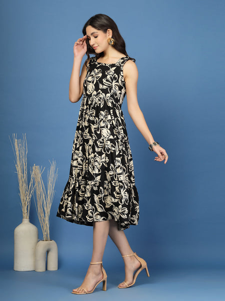Women's Floral Print Fit & Flare Dress