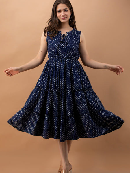 Women's Polka Print Fit & Flare Dress