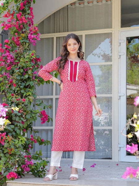Women's Printed Straight Cotton Kurta