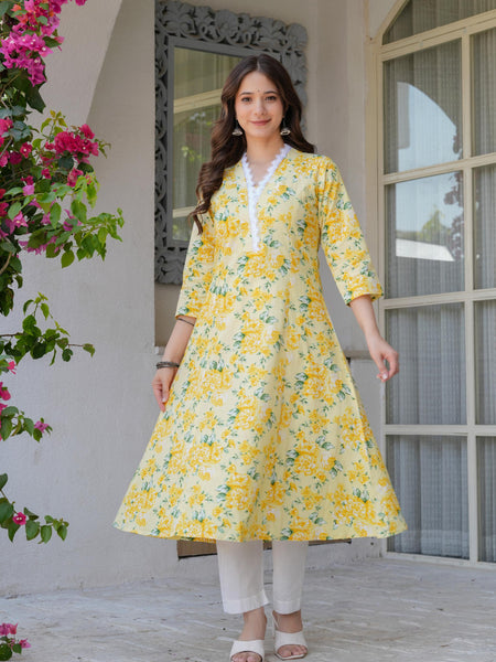 Women's Printed Flared Cotton Kurta