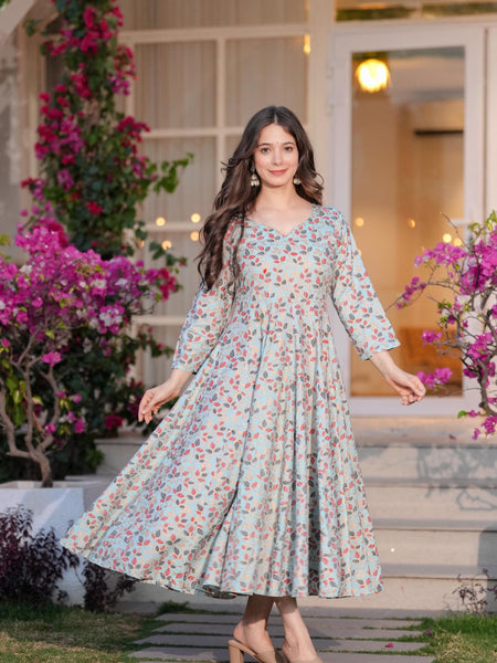 Women's Printed Anarkali Rayon Kurta