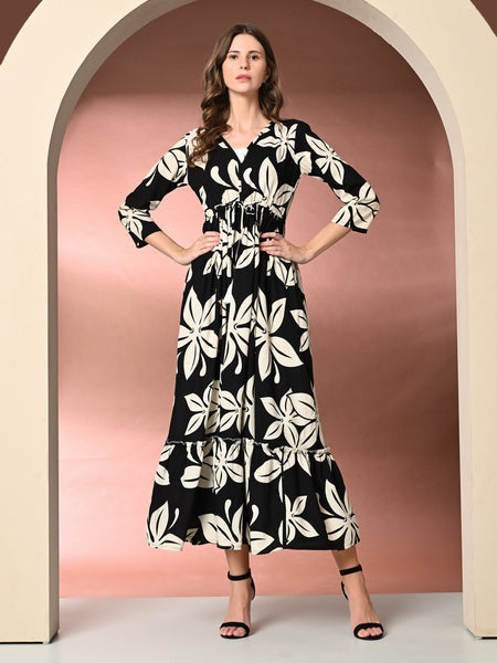 Women's Floral Print Fit & Flare Dress