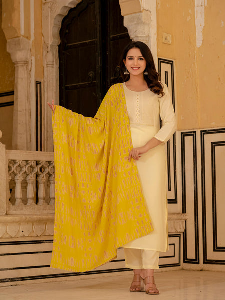 Women Embroidered Straight Kurta Suit Set