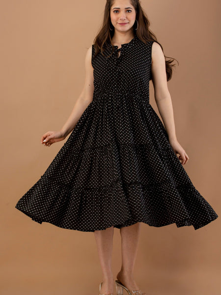 Women's Polka Print Fit & Flare Dress