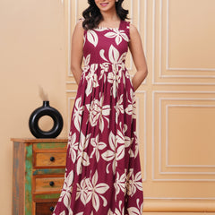 Women's Floral Print Fit & Flare Dress