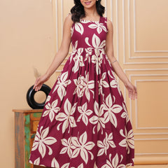Women's Floral Print Fit & Flare Dress