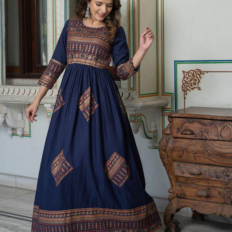 Women Floral Print Round-Neck Anarkali Kurta