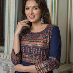 Women Floral Print Round-Neck Anarkali Kurta
