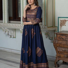 Women Floral Print Round-Neck Anarkali Kurta