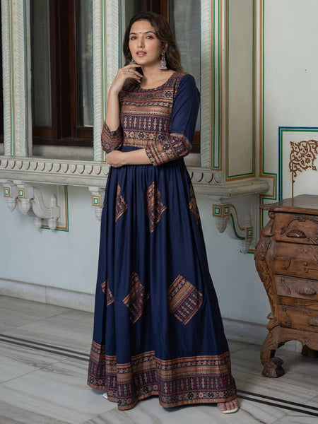 Women Floral Print Round-Neck Anarkali Kurta