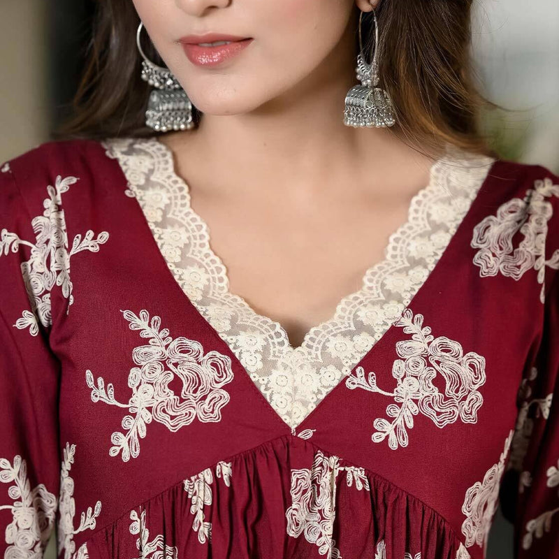 Women Floral Flared Kurta & Palazzo Set