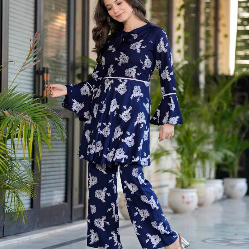 Women Floral Print 2-Piece Top & Pants Set