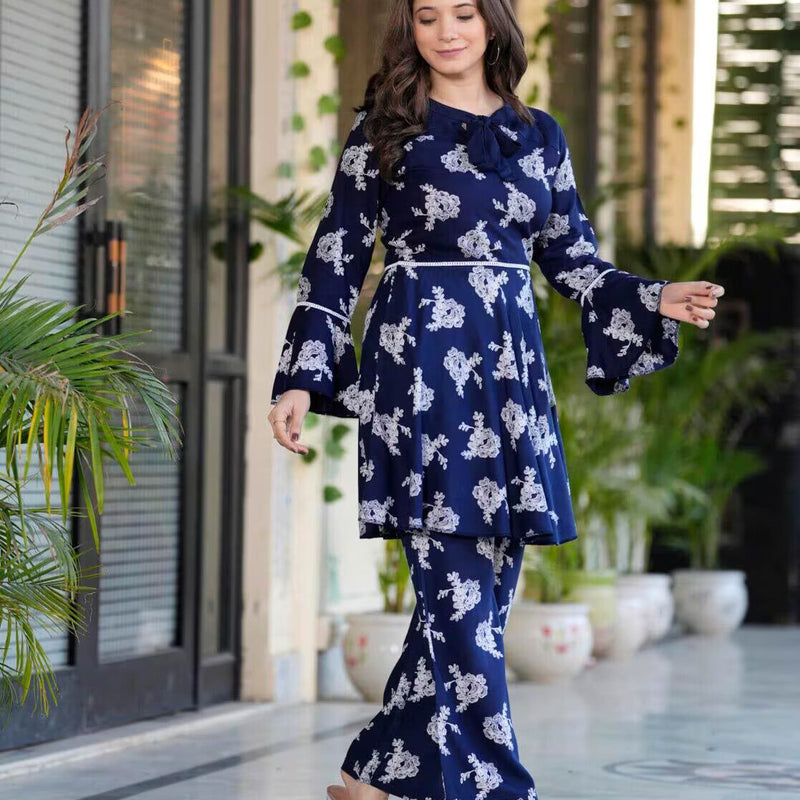 Women Floral Print 2-Piece Top & Pants Set