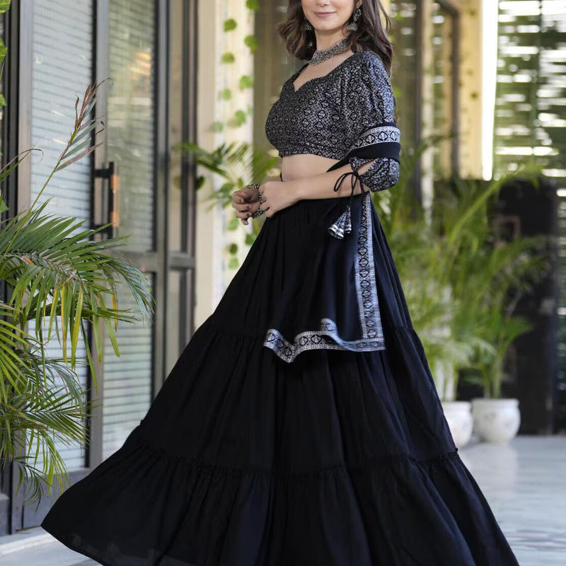 Women Flared Lehenga & Choli with Dupatta