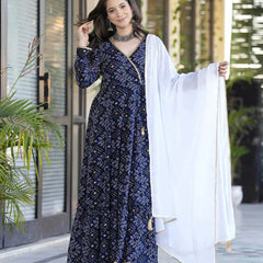 Women Printed Anarkali Kurta Suit Set