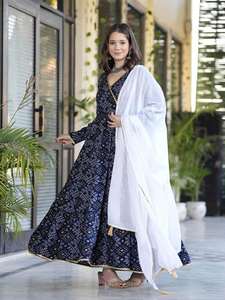 Women Printed Anarkali Kurta Suit Set