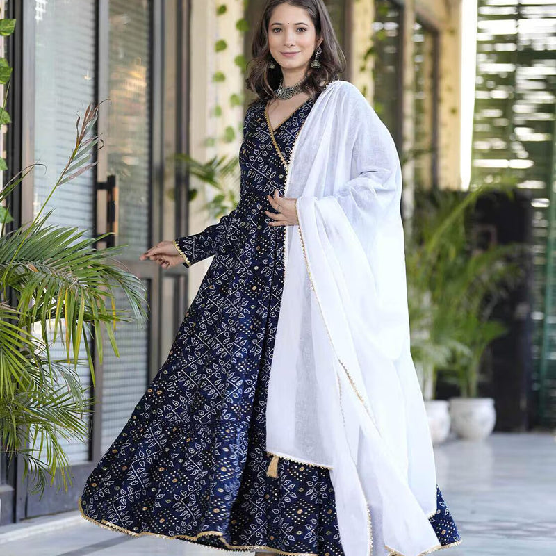Women Printed Anarkali Kurta Suit Set