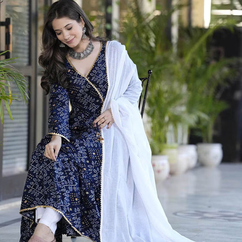 Women Printed Anarkali Kurta Suit Set