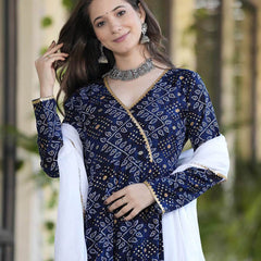 Women Printed Anarkali Kurta Suit Set