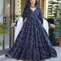 Women Printed Anarkali Kurta Suit Set