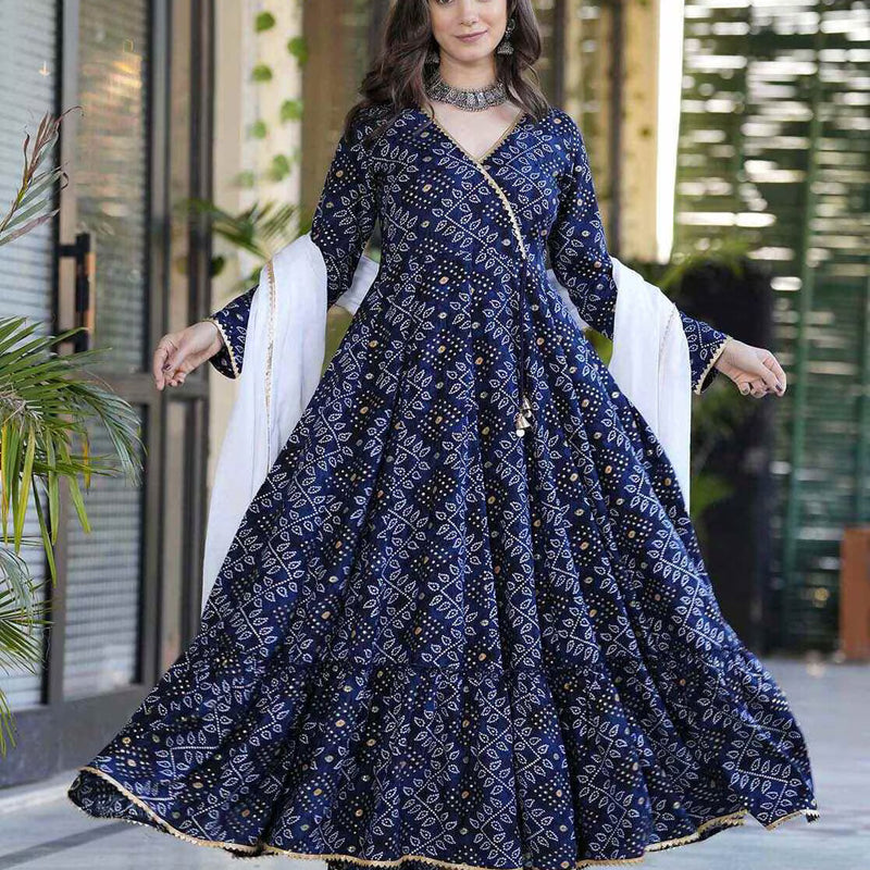 Women Printed Anarkali Kurta Suit Set