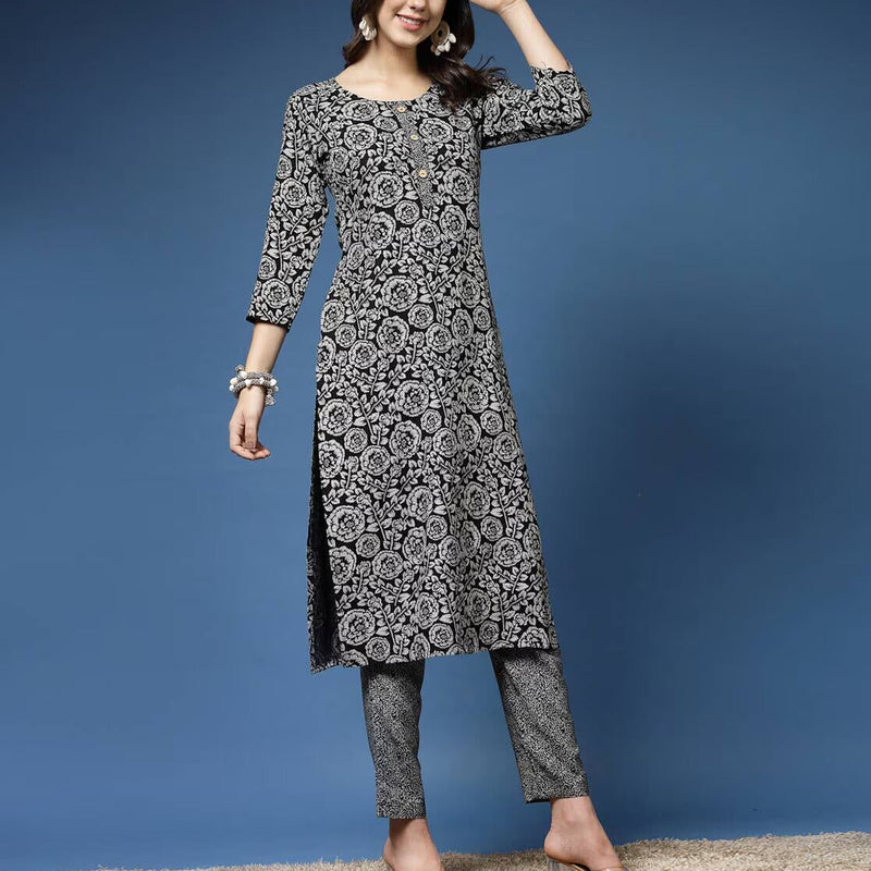 Women Floral Print Straight Kurta & Pants Set