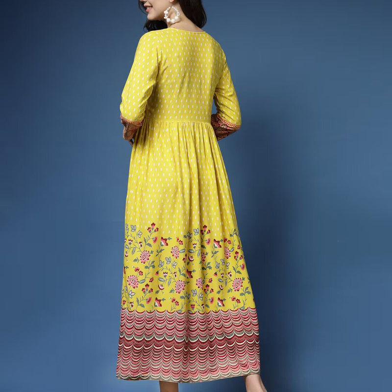 Floral Print Flared Kurta