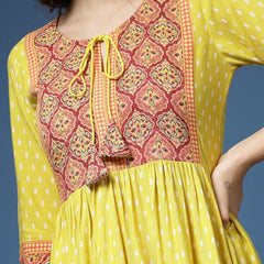 Floral Print Flared Kurta