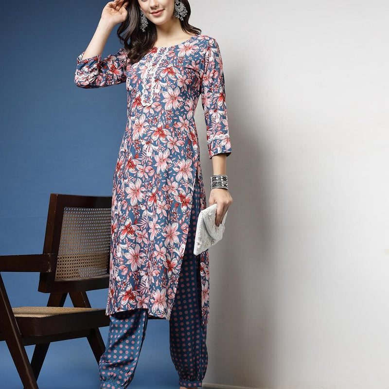 Women Floral Print Straight Kurta & Pants Set