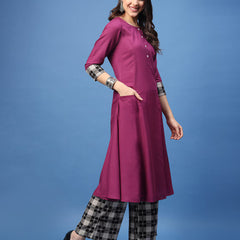 Women Straight Kurta Palazzo Set