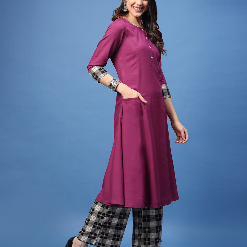 Women Straight Kurta Palazzo Set