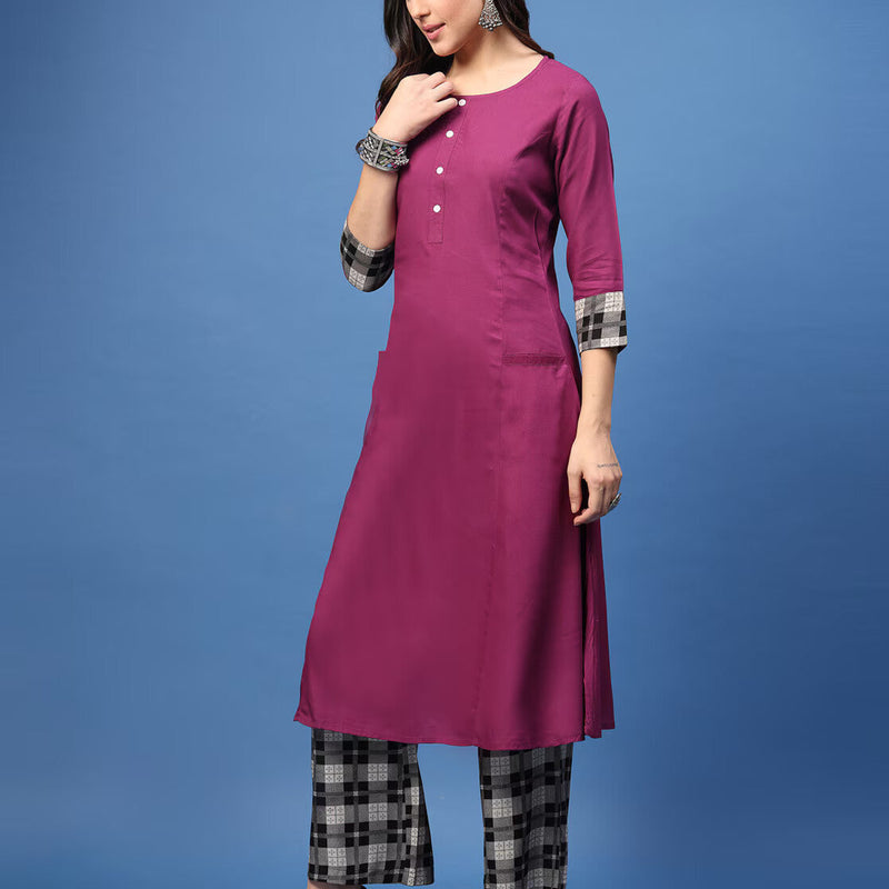 Women Straight Kurta Palazzo Set