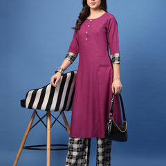 Women Straight Kurta Palazzo Set