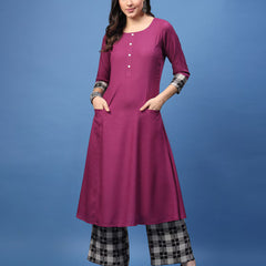 Women Straight Kurta Palazzo Set