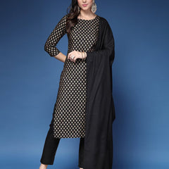 Women Printed Straight Kurta Set with Dupatta