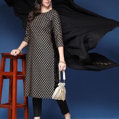 Women Printed Straight Kurta Set with Dupatta