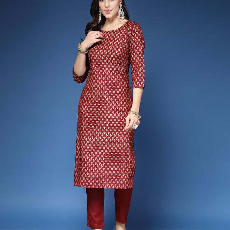 Women Printed Straight Kurta Set with Dupatta