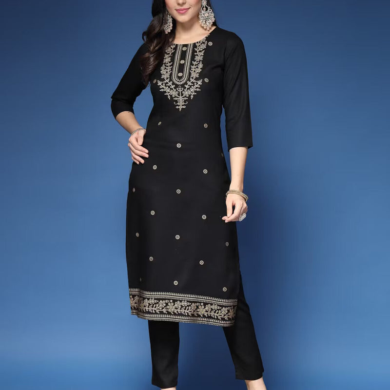 Embroidery Straight Kurta Set
