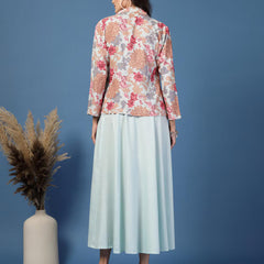 Women Floral Print Fit & Flare Dress with Jacket