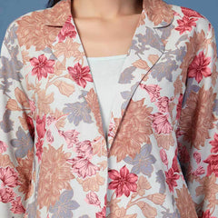 Women Floral Print Fit & Flare Dress with Jacket