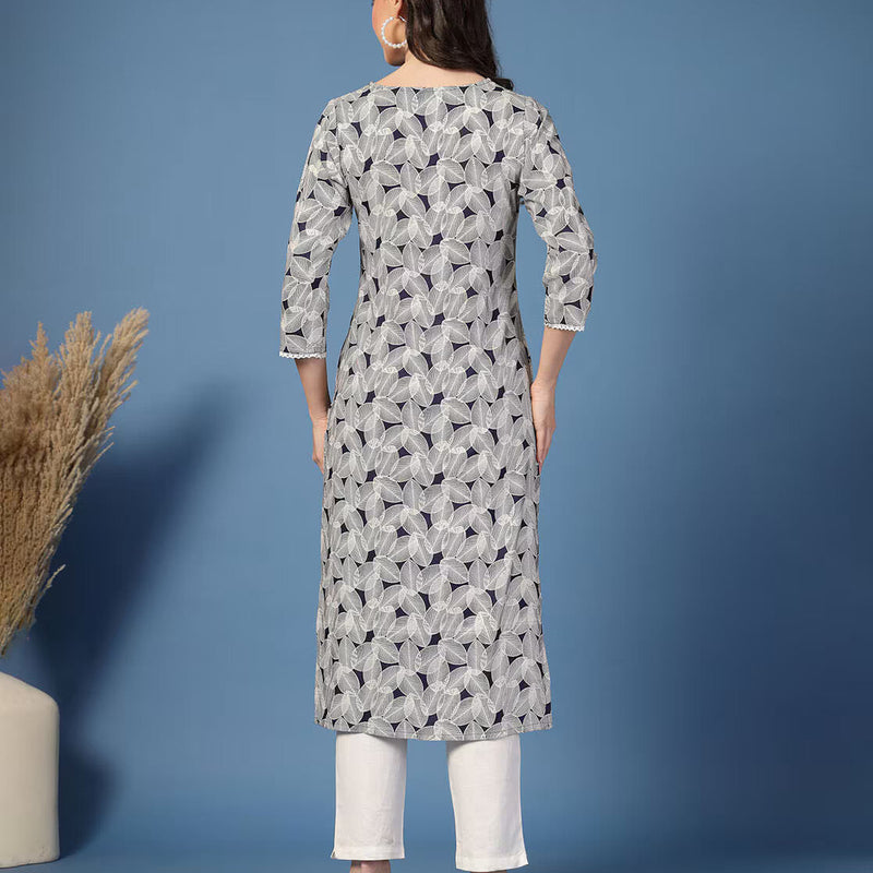 Women Leaf Straight Kurta