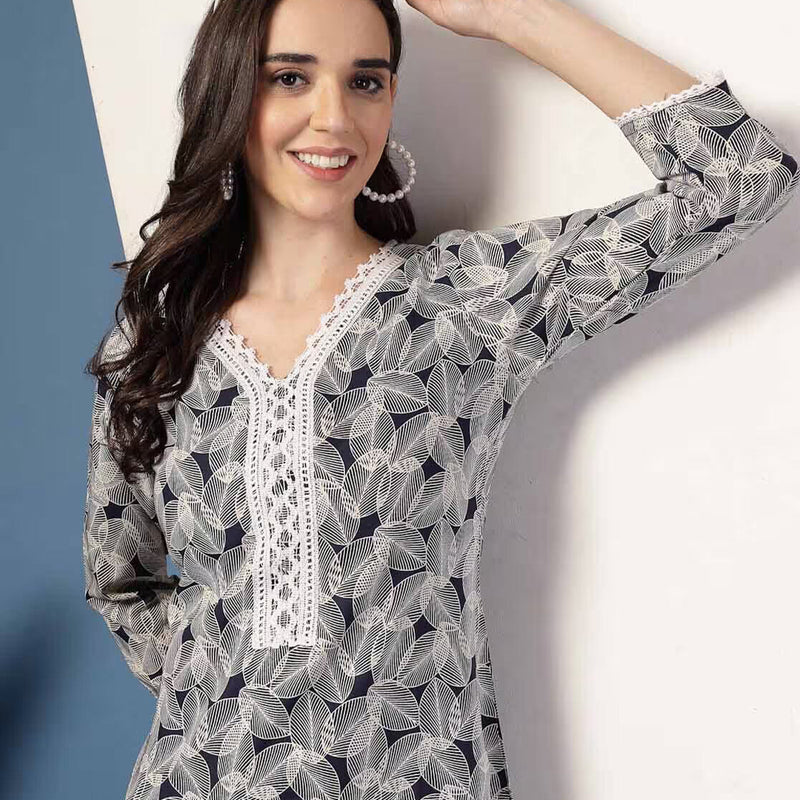 Women Leaf Straight Kurta