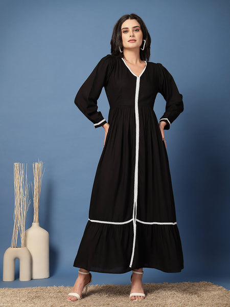 Women V-Neck Fit & Flare Dress
